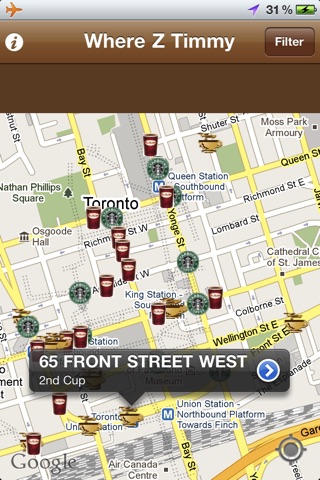 Where Z Timmy ( Find Tim Hortons Coffee shops, ATM, Beer Stores & Gas stations) screenshot 2
