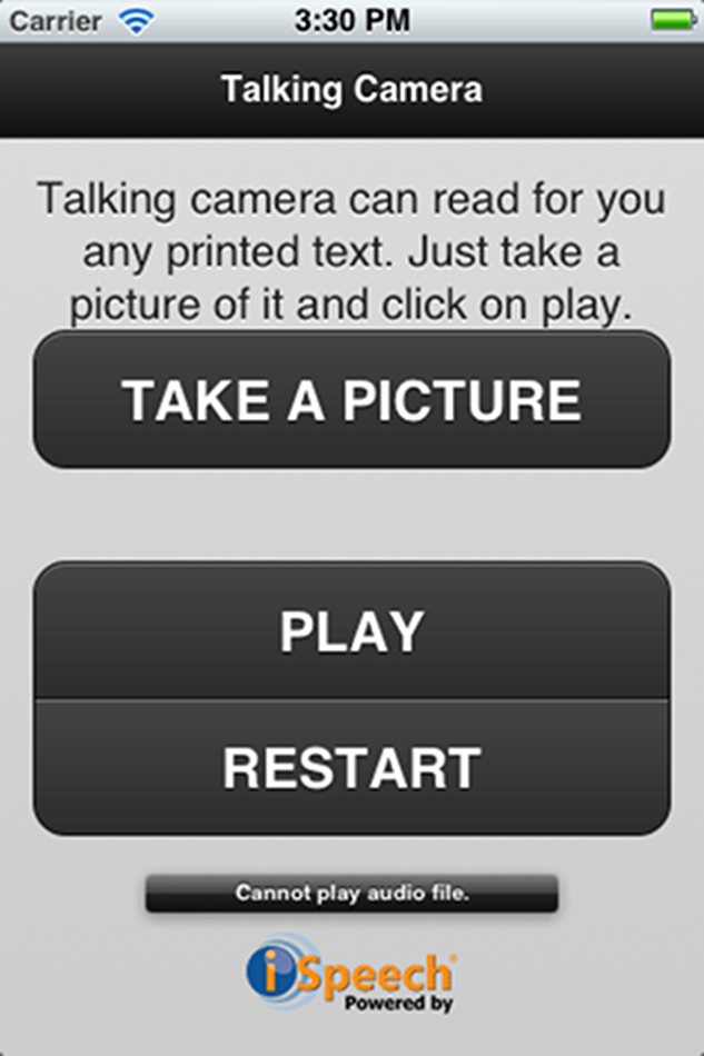 Talking Camera - for visually impaired/blind (iOS) By: Smart Mobile Software Talking Camera - for visually impaired/blind (iOS) By: Smart Mobile Software