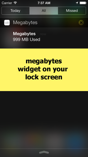 ‎Megabytes - Cellular (3G/4G/LTE/GPRS/EDGE) data usage on your Home Screen / Lock screen / Notification Center & widget Screenshot