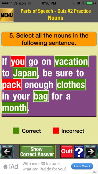 easyLearn English Grammar - Parts of Speech Liteのおすすめ画像1