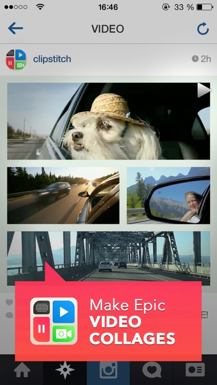 ClipStitch video collage - stitch video and pic together on a clip photo collage with frames