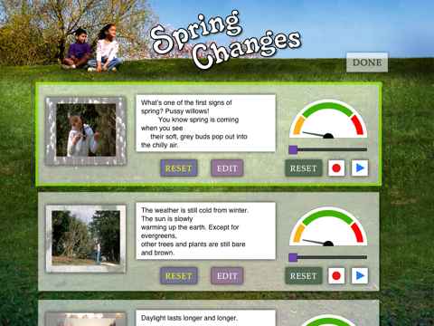 Spring Changes is an interactive story for kids about the most important changes of the spring season, told in brief, simple words and shown in beautiful seasonal photographs by Ellen B. Senisi.  (iPad Lite version; by Auryn Apps) screenshot 4