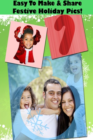 Christmas Frames - Snap Holiday Pics & Frame Photos With Santa, Snowflake, Reindeer, Snowman & More Festive Shapes! Free screenshot 2