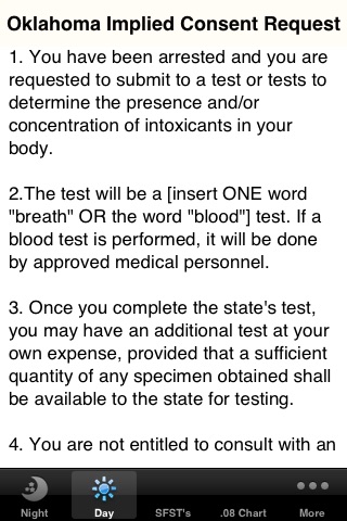 Oklahoma Implied Consent Test Request and SFST's screenshot 2