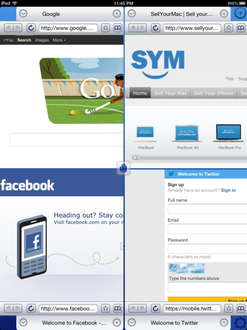 Quad Screen Browser Free - 1, 2, 3, 4 browsers at the same time!のおすすめ画像1