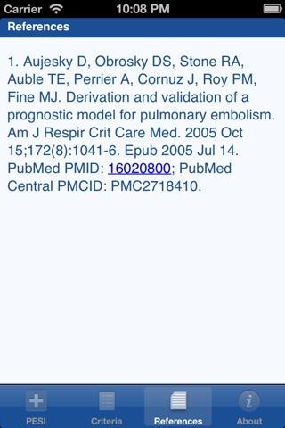 Pulmonary Embolism Severity Index (PESI) screenshot 4