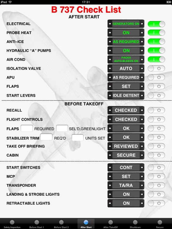 CheckList 737