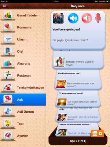 iTalk Italian: Conversation guide - Learn to speak a language with audio phrasebook, vocabulary expressions, grammar exercises and tests for english speakers HD screenshot 2