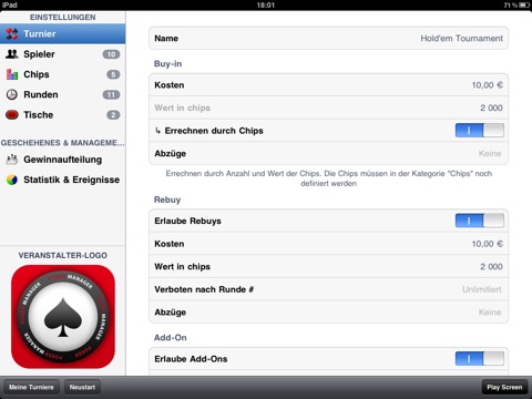 Poker Manager for iPad screenshot 3