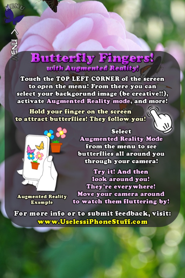 Butterfly Fingers! with Augmented Reality FREE screenshot 2