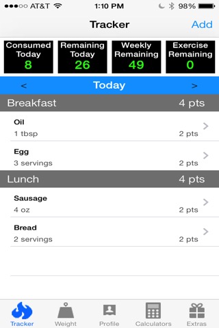Pts. Calculator With Weight and Exercise Tracker for Weight Loss - Fast Food and Calorie Watchers Diary App by Awesomeappscenterのおすすめ画像1
