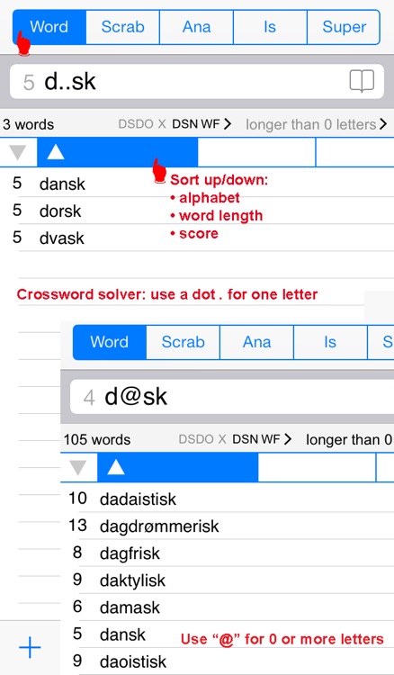 Words Finder PRO Dansk/Danish - find the best words for crossword, Wordfeud, Scrabble, cryptogram, anagram and spelling