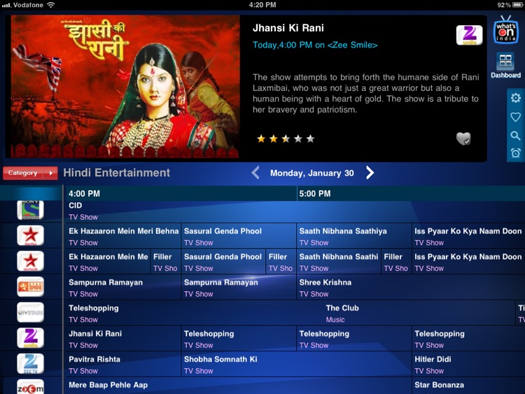 WHAT'S-ON-INDIA : TV Guide App for iPad