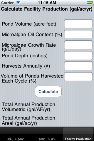 Algae Production Conversion Calculator screenshot 3