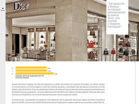 Grupo Palacio de Hierro. Informe Anual 2012 screenshot 3