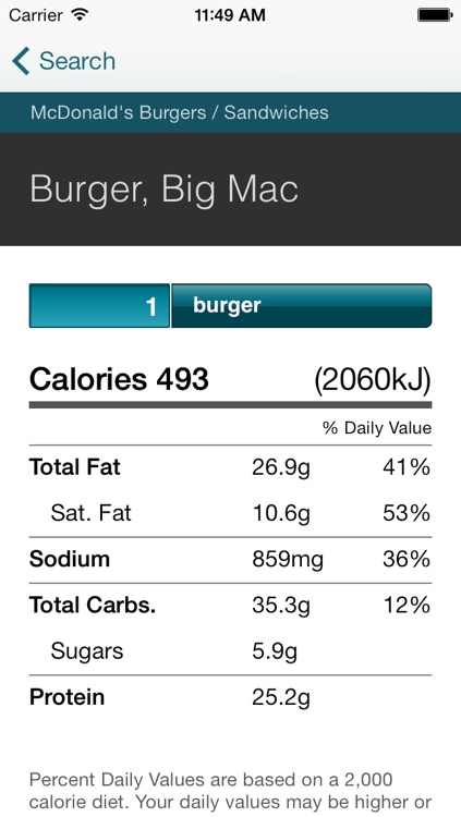 CalorieKing Food Search