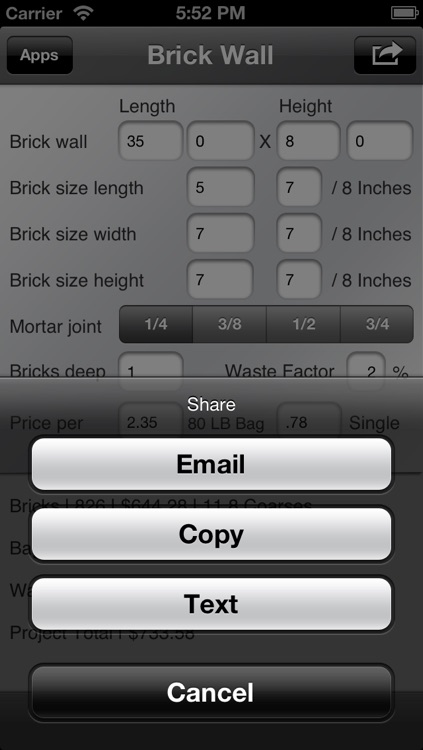 Fast Brick Calcuator