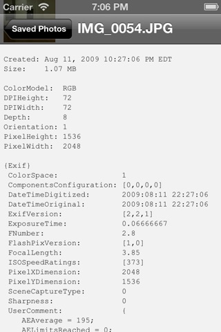 Photo Metadata Reader screenshot 2