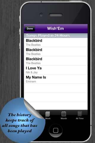 Wish'Em iPhone screenshot 5 - Music app