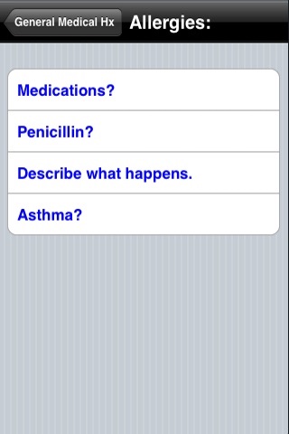 General Medical History screenshot 2