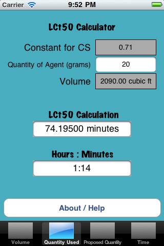 LCt50 Calculator screenshot 2