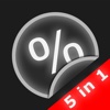 Percentages 5 in 1: Tax, Tip, Discount, Margin and Break Even Point Calculator