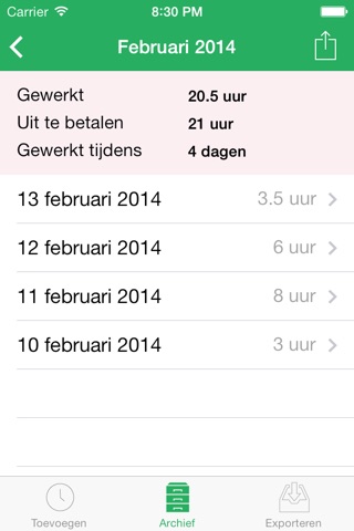 ZZP Urenregistratie screenshot 3