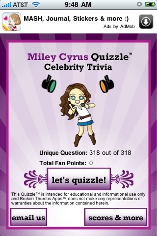 Miley Cyrus Quizzle™ screenshot-0