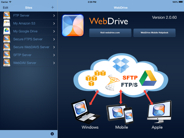 ‎WebDrive – WebDAV, SFTP, FTP Secure File Transfer Client Screenshot