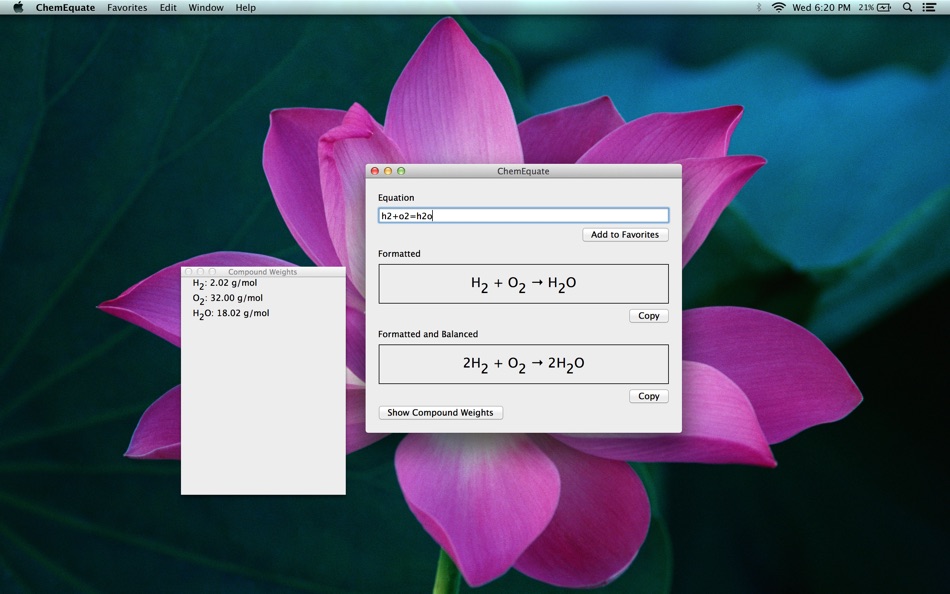 #1. ChemEquate (macOS) 由: Kevin Silmore