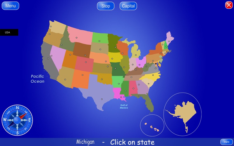 50 States and Capitals Screenshot
