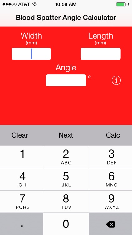Blood Spatter Angle Calculator