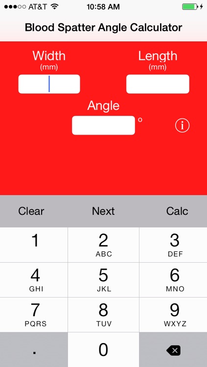 Blood Spatter Angle Calculator