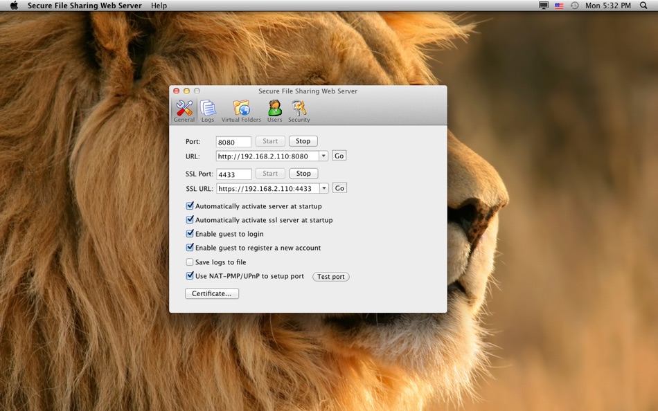 Secure File Share Server Lite - 2 - (macOS)