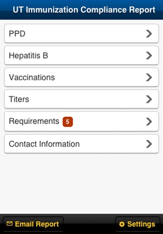 University of Toledo Immunization Compliance Report screenshot 2