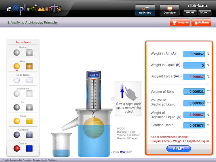 Exploriments: Fluids - Archimedes Principle, Buoyancy and Flotation