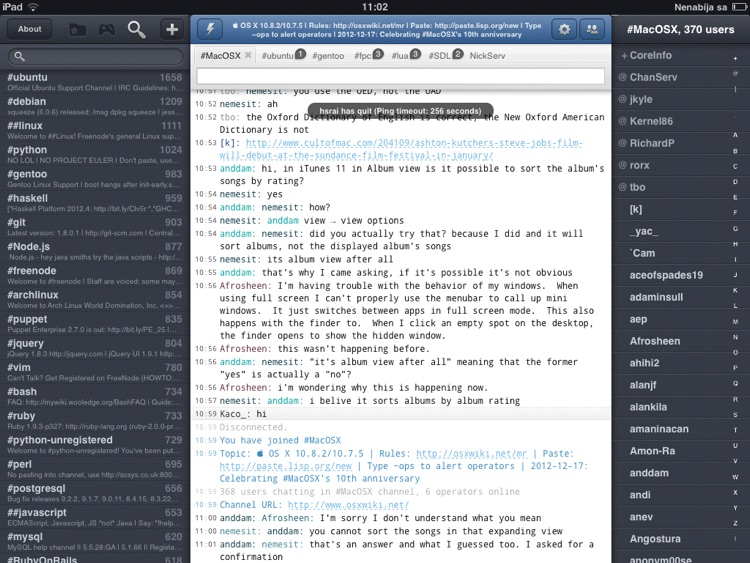 Mango IRC HD - Chat client