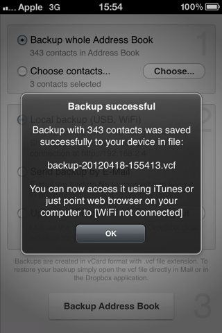 Contacts Backup to Dropbox Lite screenshot 4