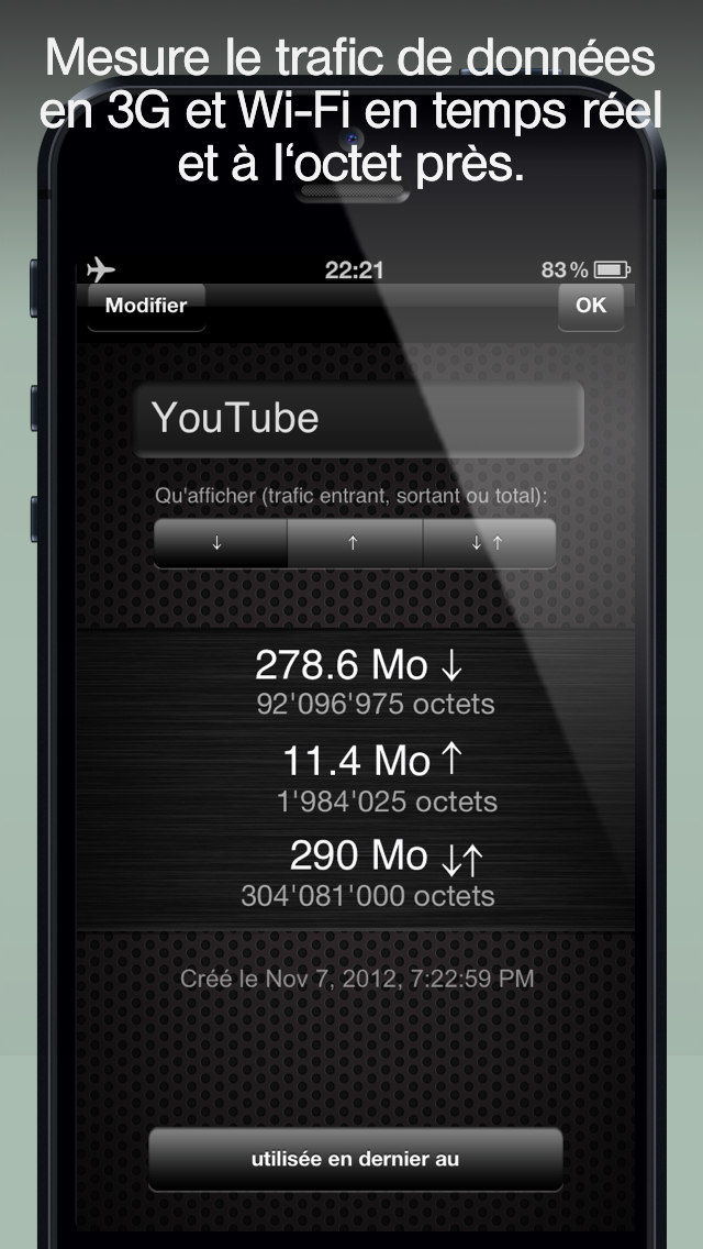 Screenshot #3 pour Compteur de trafic (Download Meter) pour 3G/ 4G/  LTE/ EDGE/ Wi-FI – réduisez vos dépenses en Internet mobile