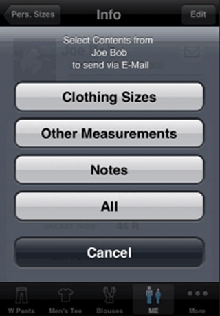 Clothes Size Screenshot