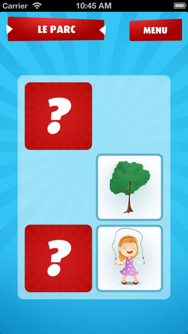 Screenshot #2 pour Les aventures de Tom & Léa : Memorix - Jeu pour faire travailler la mémoire visuelle des enfants en retrouvant des paires - Edition pour iPhone et iPod touch
