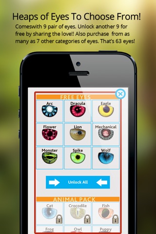 EyeTuner Photo Editor - Giving you a facetune and superimpose cat, zombie and other eyes onto yours! screenshot 2