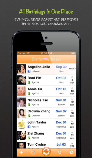 Birthday Sweet-誕生日カレンダー/リマインダーのスクリーンショット - 1