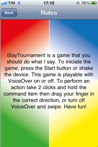 iSayTournament for VoiceOver iPhone/iPod Touch screenshot 3