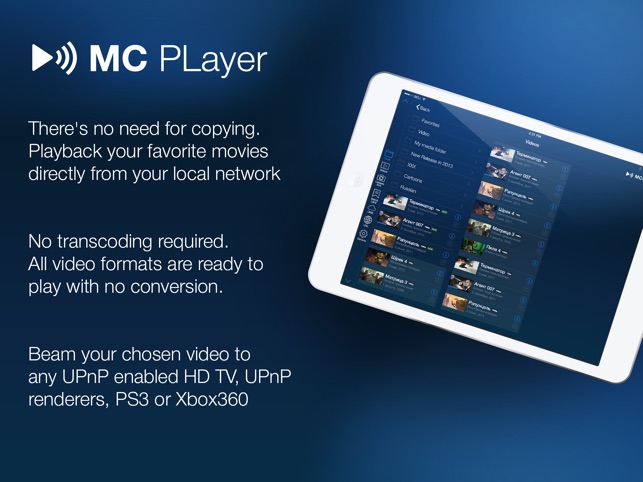 MCPlayer HD Lite wireless video player for iPad to play movies without  conversion on the App Store
