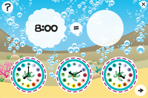 What time is it? Game for children to learn how to read a clock with the animals of the ocean with games and exercises for kindergarten, preschool or nursery school screenshot 3
