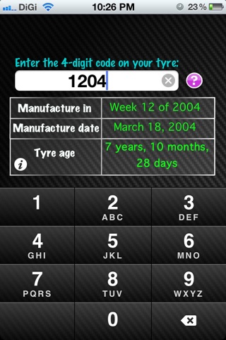 Tyre Age Calculator screenshot 2