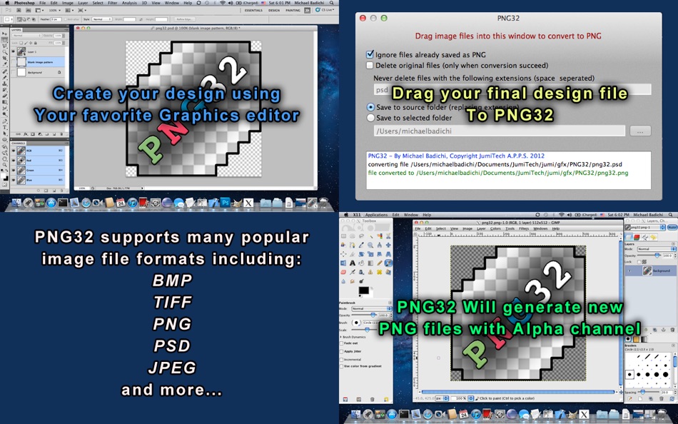 #2. PNG32 - Alpha Channel PNGs - Made easy! (macOS) 由: JumiTech