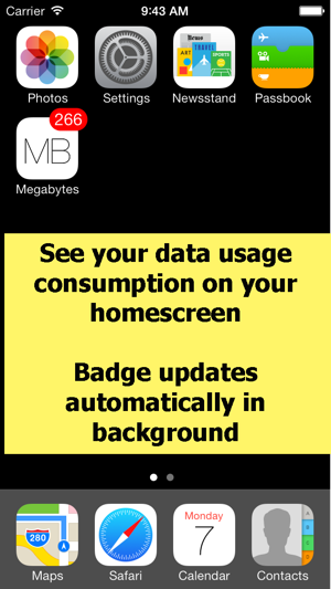 ‎Megabytes - Cellular (3G/4G/LTE/GPRS/EDGE) data usage on your Home Screen / Lock screen / Notification Center & widget Screenshot