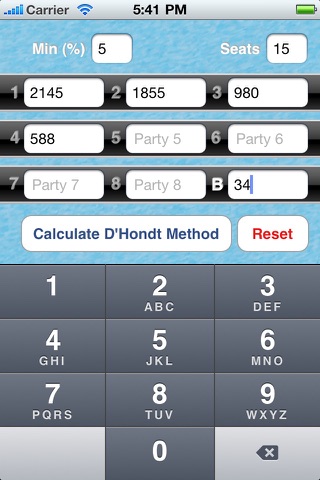 D'Hondt Calculator screenshot 2